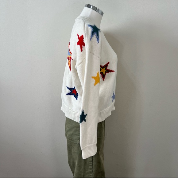 Rails Perci Sweater XS Cream Star Print Cotton Cashmere Blend Knit Womens - Picture 5 of 10